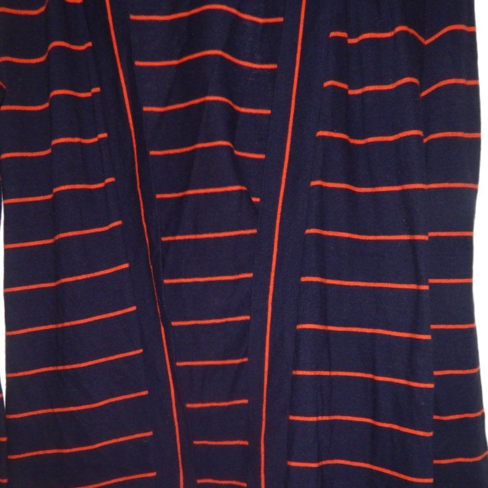 J. CREW FACTORY women's small thin navy blue striped open front cardigan sweater - Picture 3 of 8